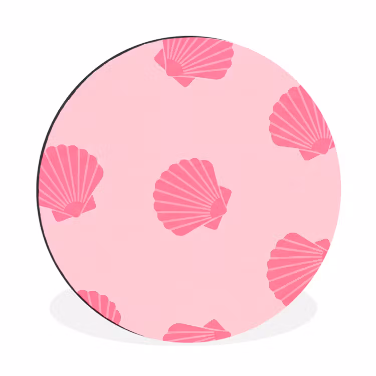 Schelp - Patroon - Zee - Modern - Roze Wandcirkel aluminium klein -3d