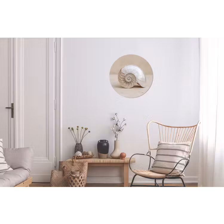 Schelp - Spiraal - Beige Wandcirkel aluminium klein -woonkamer