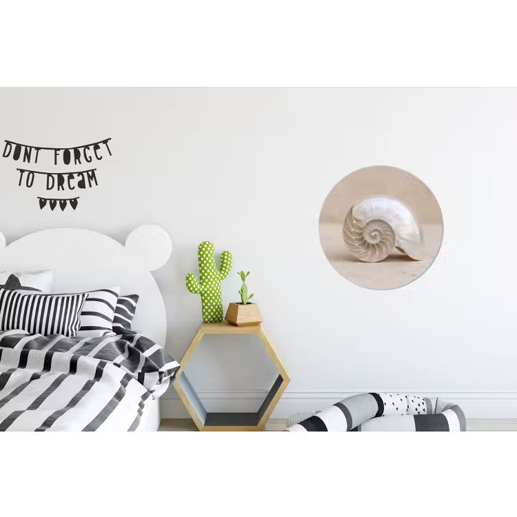 Schelp - Spiraal - Beige Wandcirkel aluminium klein -kinderkamer