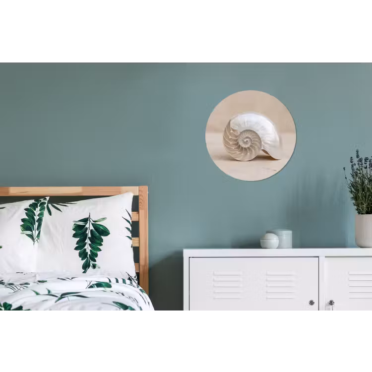 Schelp - Spiraal - Beige Wandcirkel aluminium klein -slaapkamer