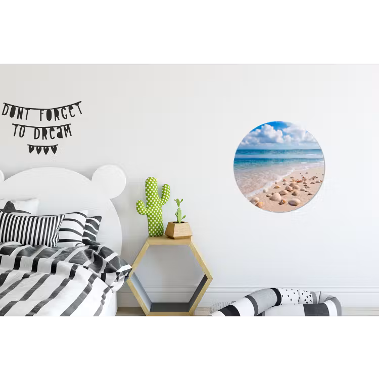 Schelpen - Strand - Natuur - Beige Wandcirkel aluminium klein -kinderkamer