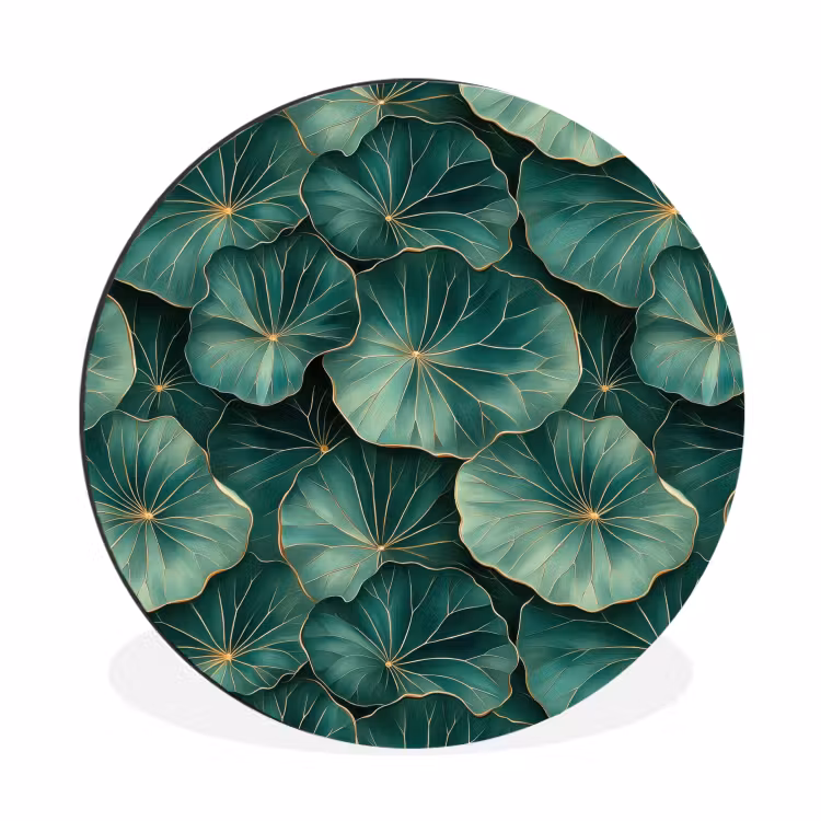Patroon - Bladeren - Groen Wandcirkel aluminium klein 190 -3d