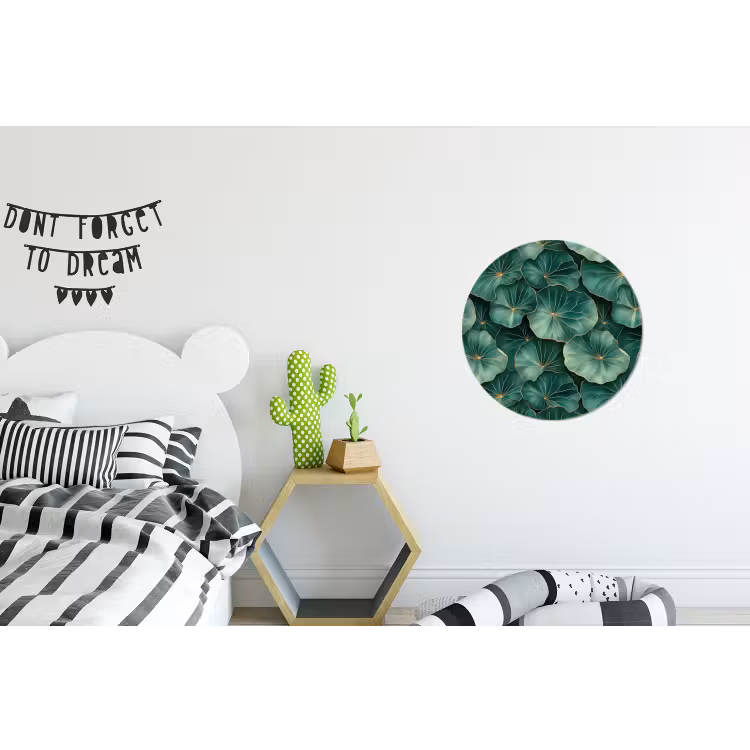 Patroon - Bladeren - Groen Wandcirkel aluminium klein 190 -kinderkamer