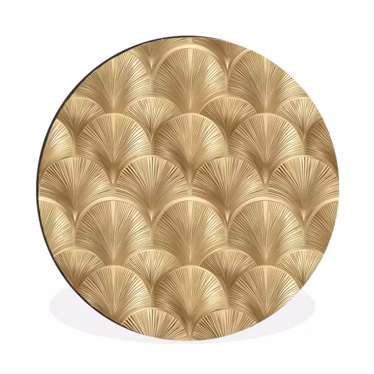 Patroon - Waaier -  Goud Wandcirkel aluminium klein 190 -3d