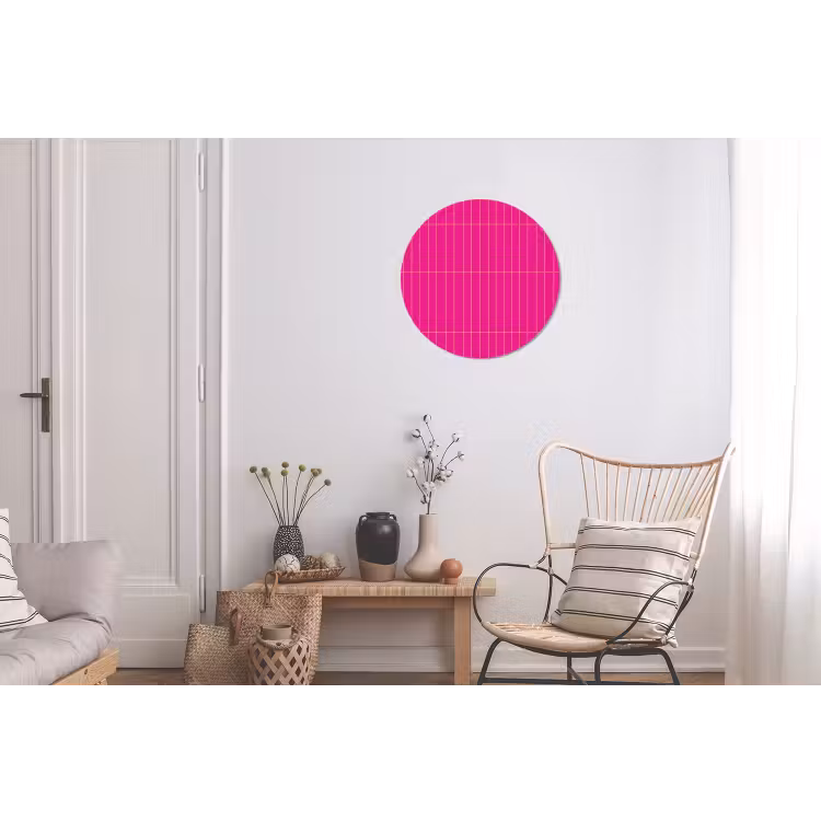 Patroon - Tegel - Magenta - Roze Wandcirkel aluminium klein 190 -woonkamer