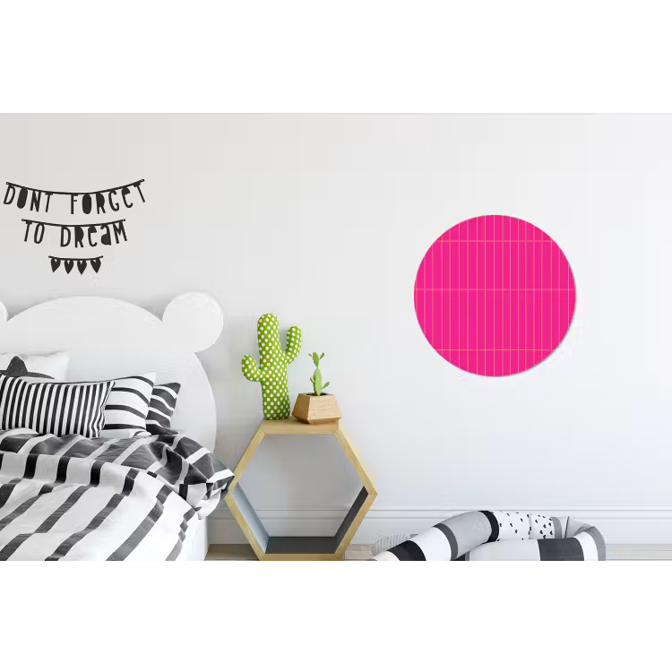 Patroon - Tegel - Magenta - Roze Wandcirkel aluminium klein 190 -kinderkamer