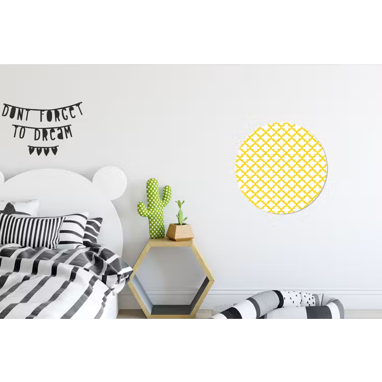 Patroon - Geometrisch - Klassiek - Geel Wandcirkel aluminium klein 190 -kinderkamer