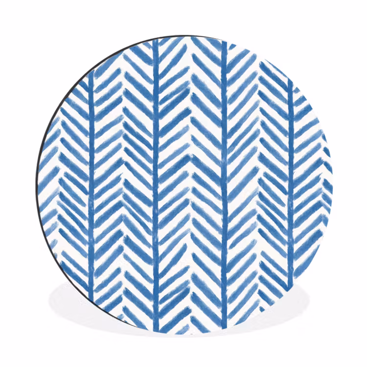 Patroon - Streep - Blauw Wandcirkel aluminium klein 190 -3d