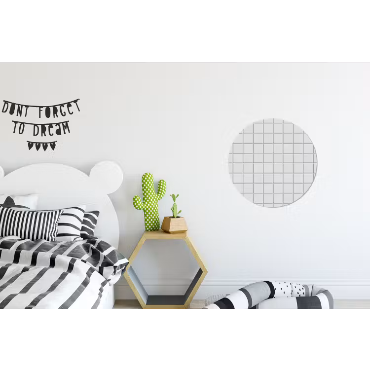 Patroon - Tegels - Grijs - Wit Wandcirkel aluminium klein 190 -kinderkamer
