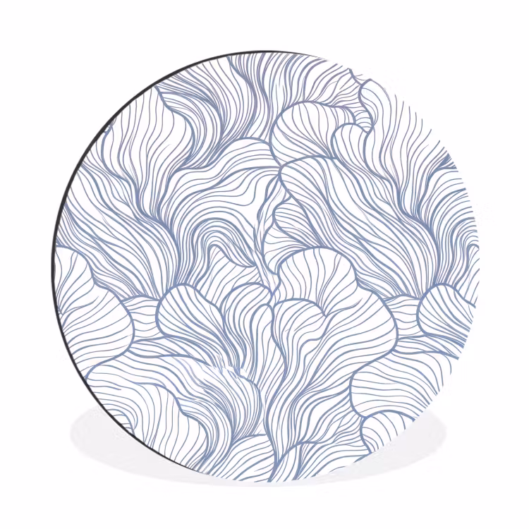 Patroon - Lijnen - Organisch - Abstract - Blauw Wandcirkel aluminium klein -3d