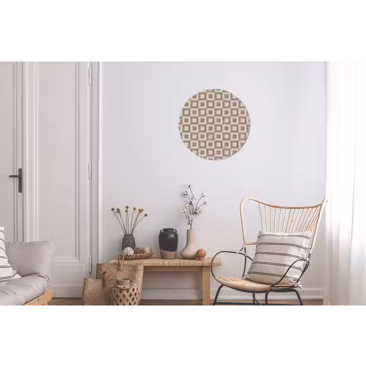 Patroon - Marmer - Beige Wandcirkel aluminium klein 190 -woonkamer