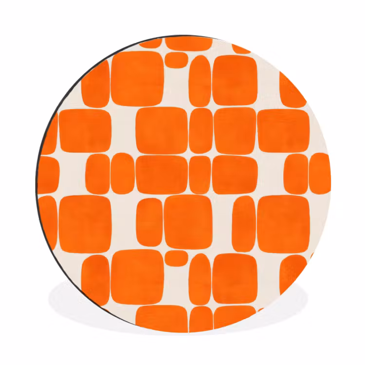 Patroon - Retro - Oranje Wandcirkel aluminium klein 190 -3d