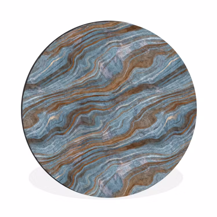 Patroon - Steen - Blauw Wandcirkel aluminium klein 190 -3d
