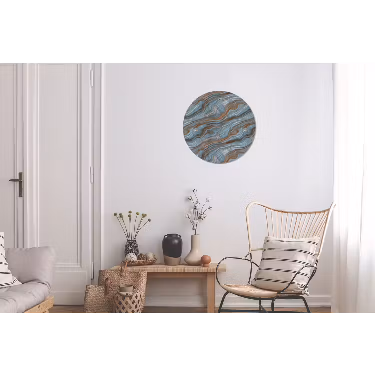 Patroon - Steen - Blauw Wandcirkel aluminium klein 190 -woonkamer