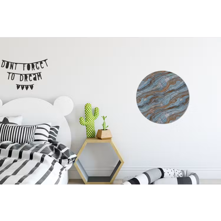 Patroon - Steen - Blauw Wandcirkel aluminium klein 190 -kinderkamer