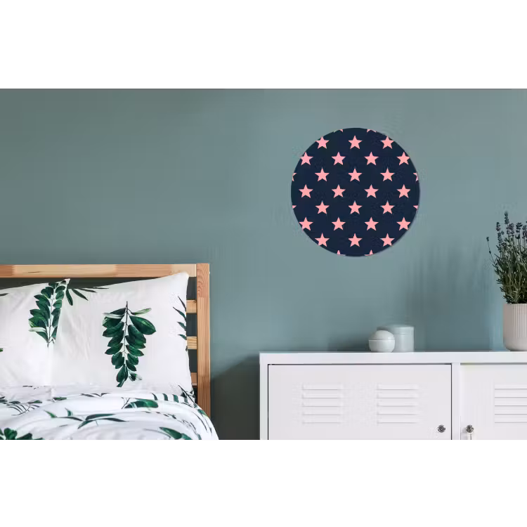 Patroon - Sterren - Roze Wandcirkel aluminium klein 190 -slaapkamer