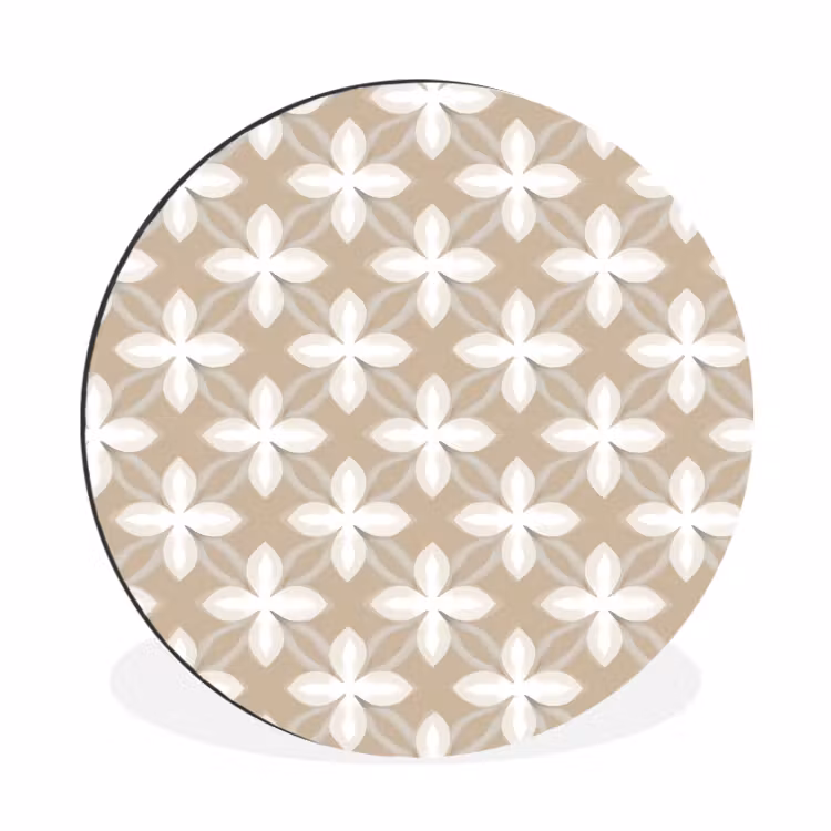 Patroon - Symmetrisch - Beige Wandcirkel aluminium klein 190 -3d