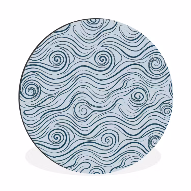 Patroon - Golven - Abstract - Modern - Blauw Wandcirkel aluminium klein -3d