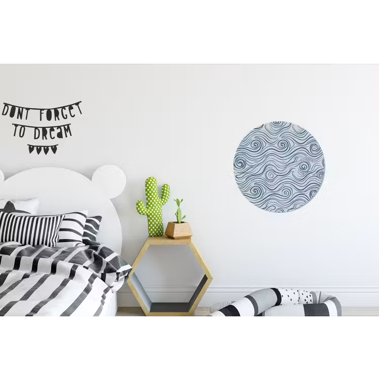 Patroon - Golven - Abstract - Modern - Blauw Wandcirkel aluminium klein -kinderkamer