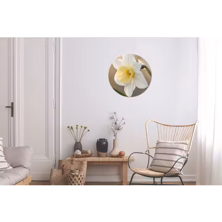 Narcis - Bloem - Minimalistisch Wandcirkel aluminium klein -woonkamer