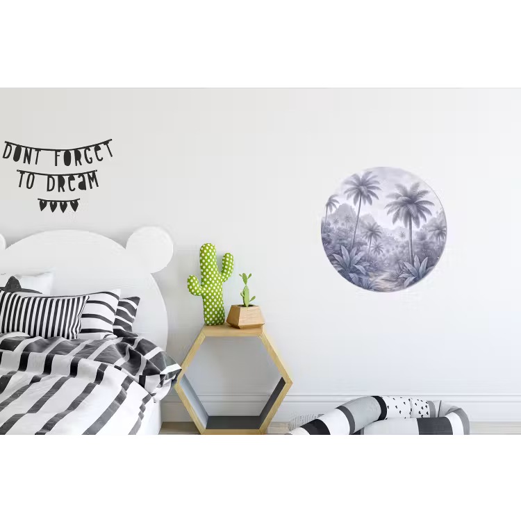 Natuur - Boom - Tropisch - Landschap - Blauw Wandcirkel aluminium klein -kinderkamer