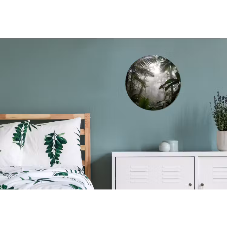 Natuur - Jungle - Mist - Groen - Bladeren Wandcirkel aluminium klein -slaapkamer