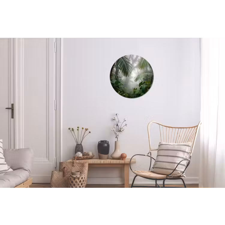 Natuur - Jungle - Mist - Tropisch - Groen Wandcirkel aluminium klein -woonkamer