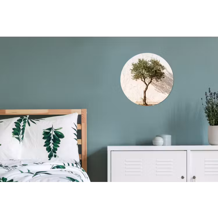 Alu-Dibond-Bild Rund - Olivenbaum – Wand – weiß - Olijfboom - muur - wit Wandcirkel aluminium klein