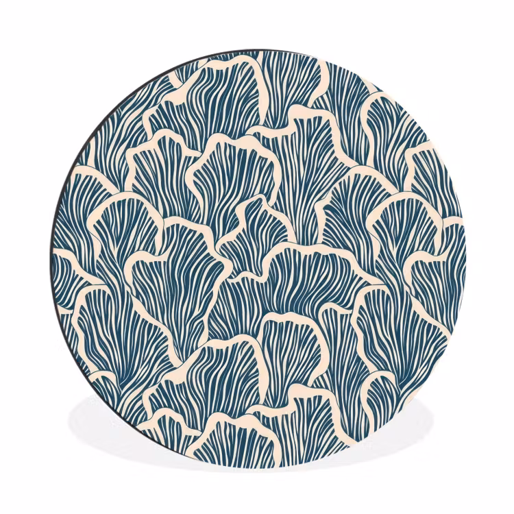 Organisch - Blauw - Crème - Schelpen Wandcirkel aluminium klein 190 -3d