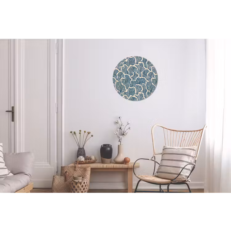 Organisch - Blauw - Crème - Schelpen Wandcirkel aluminium klein 190 -woonkamer