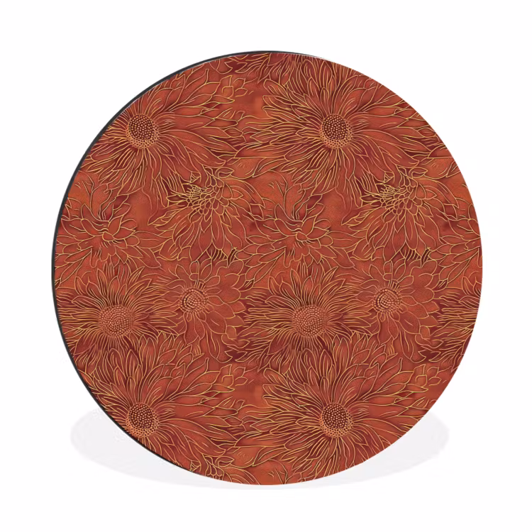 Oosters - Bloemen - Terracotta Wandcirkel aluminium klein 190 -3d