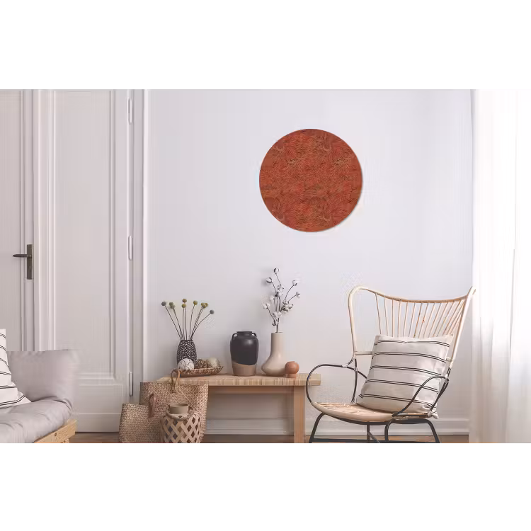 Oosters - Bloemen - Terracotta Wandcirkel aluminium klein 190 -woonkamer