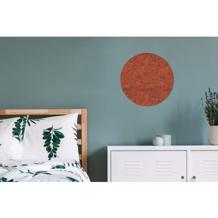 Oosters - Bloemen - Terracotta Wandcirkel aluminium klein 190 -slaapkamer