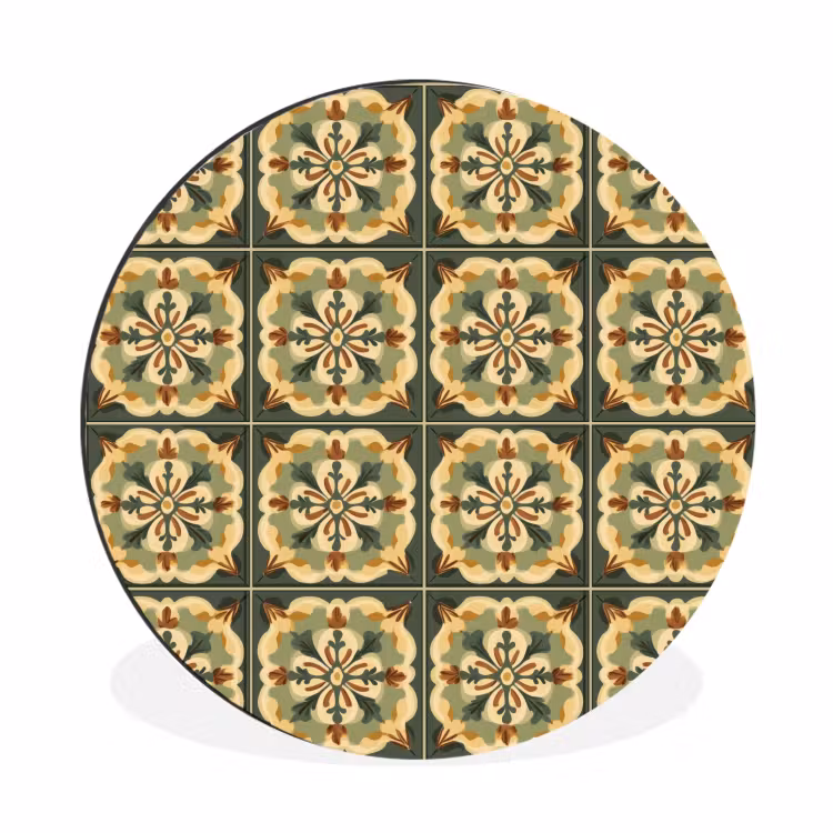 Ornament - Patroon - Groen Wandcirkel aluminium klein 190 -3d