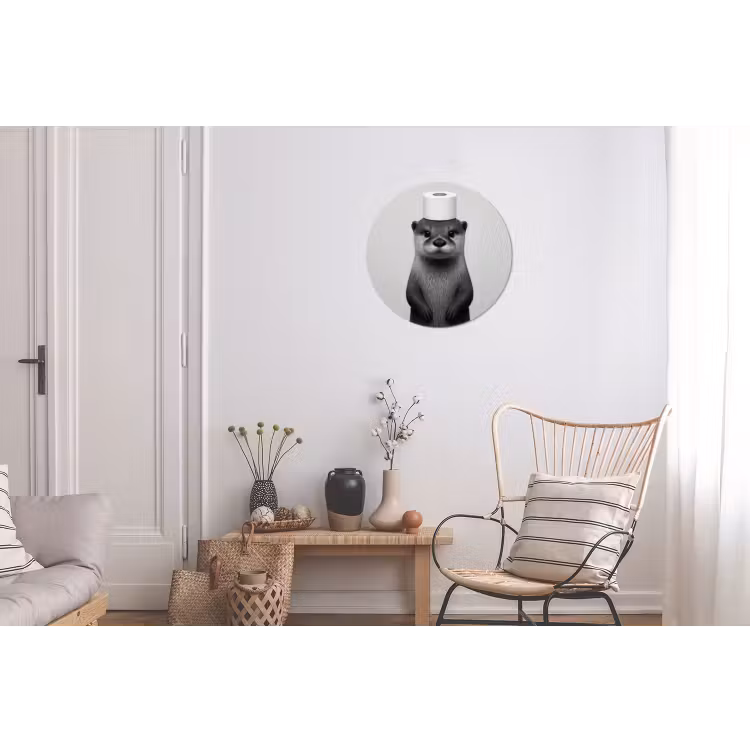Otter - WC rol - Zwart - Wit Wandcirkel aluminium klein -woonkamer