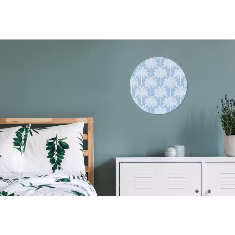 Palmboom - Modern - Blauw Wandcirkel aluminium klein 190 -slaapkamer