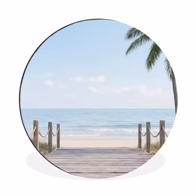 Palmbomen - Pad - Horizon Wandcirkel aluminium klein -3d