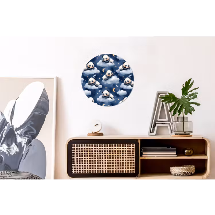 Panda's - Slapen - Blauw Wandcirkel aluminium klein 190 -kantoor