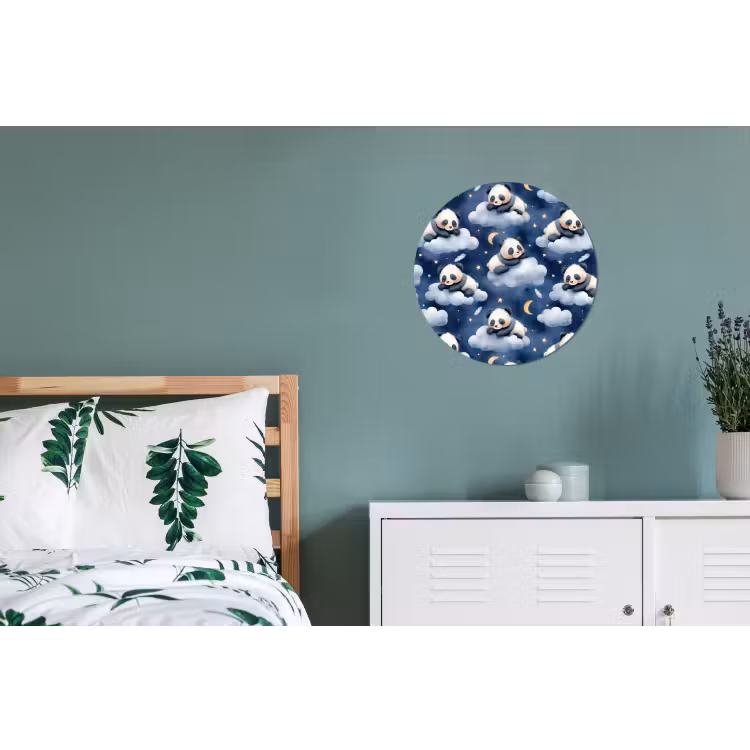 Panda's - Slapen - Blauw Wandcirkel aluminium klein 190 -slaapkamer