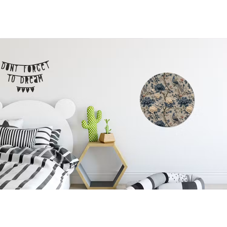 Pauw - Bloemen - Blauw Wandcirkel aluminium klein 190 -kinderkamer
