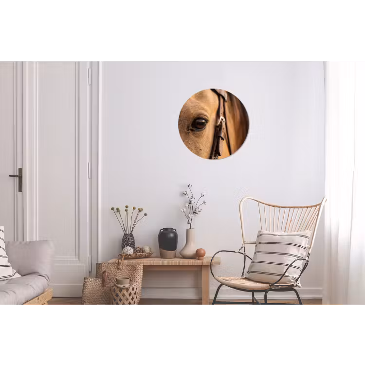 Paard - Oog - Bruin Wandcirkel aluminium klein -woonkamer