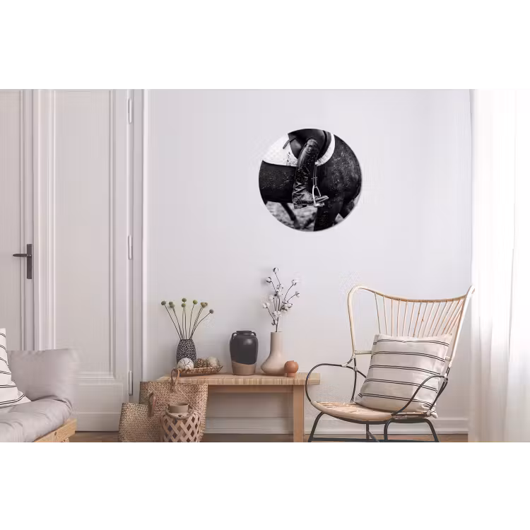 Paard - Sport - Zwart - Wit Wandcirkel aluminium klein -woonkamer