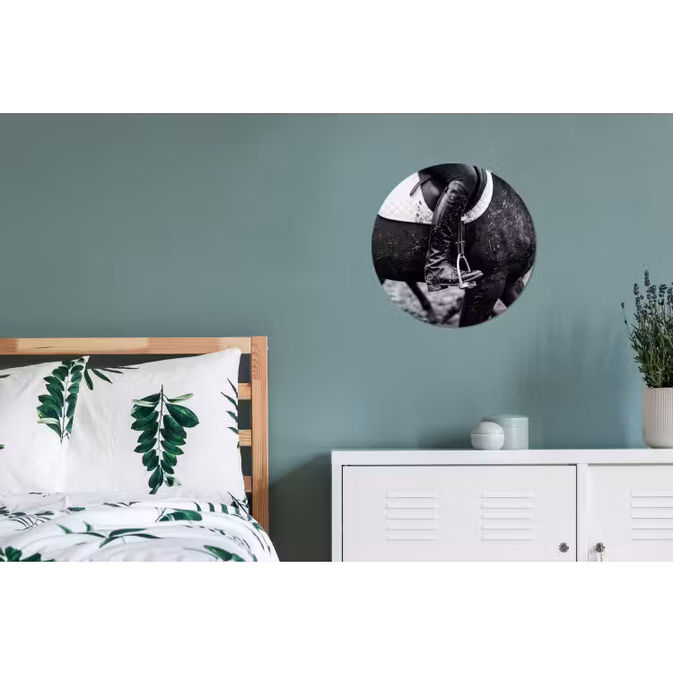 Paard - Sport - Zwart - Wit Wandcirkel aluminium klein -slaapkamer