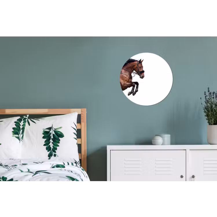 Paard - Springen - Modern Wandcirkel aluminium klein -slaapkamer