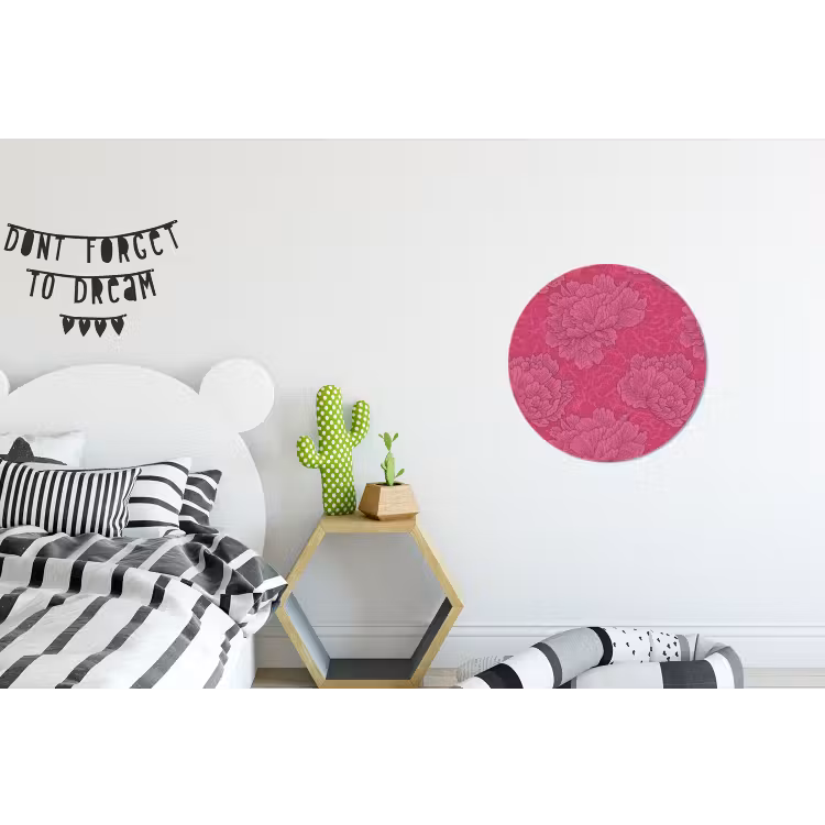 Pioenrozen - Energiek - Roze Wandcirkel aluminium klein 190 -kinderkamer