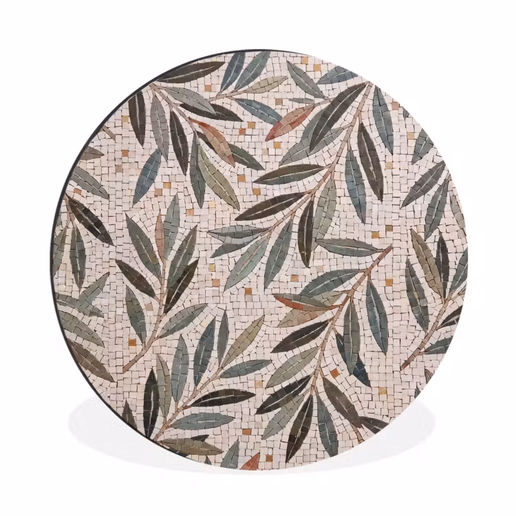 Plant - Blad - Mozaïek - Groen Wandcirkel aluminium klein -3d