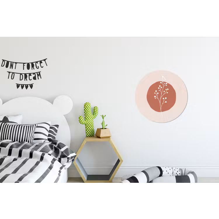 Plant - Tak - Abstract - Modern - Wit Wandcirkel aluminium klein -kinderkamer