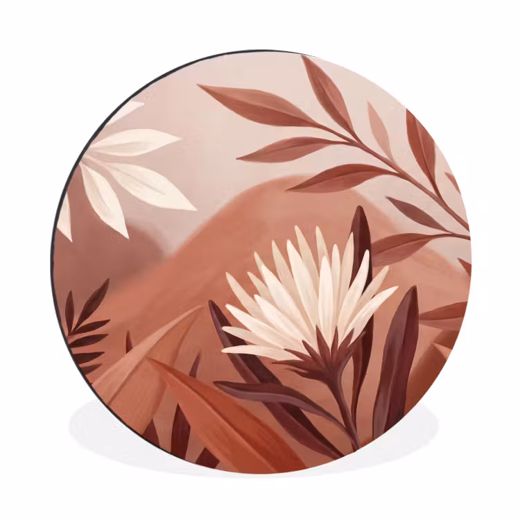 Planten - Bladeren - Botanisch - Modern - Bruin Wandcirkel aluminium klein -3d