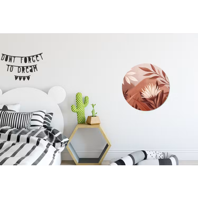 Planten - Bladeren - Botanisch - Modern - Bruin Wandcirkel aluminium klein -kinderkamer