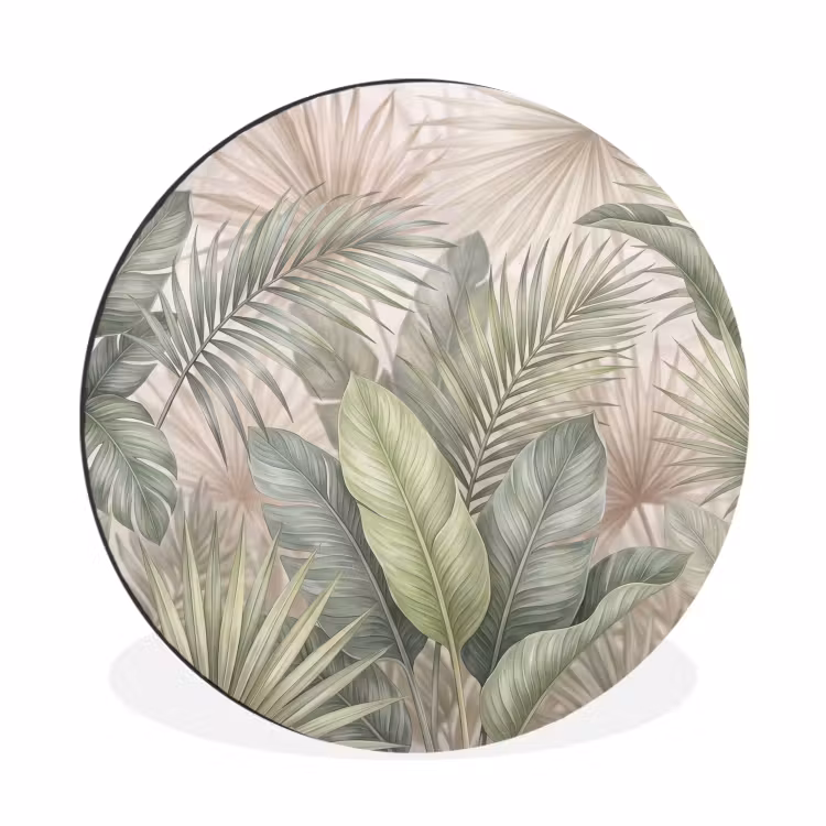Planten - Tropisch - Bladeren - Groen - Natuur Wandcirkel aluminium klein -3d